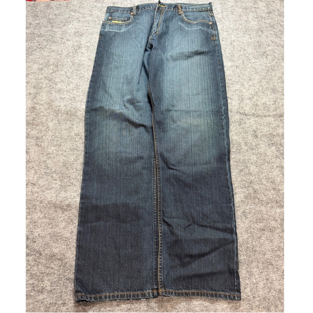 Vintage Y2K Billabong Mens Wide Leg Baggy Jeans Dark Wash Denim 36x33